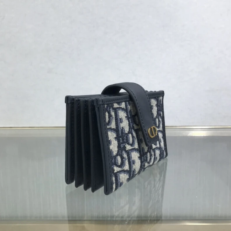 High quality replica bags The 30 Mon Dior 30 Montaigne 5-Gusset Card Holder Blue Oblique Jacquard