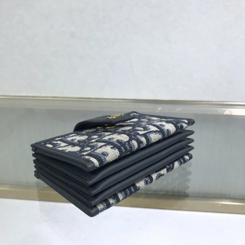 High quality replica bags The 30 Mon Dior 30 Montaigne 5-Gusset Card Holder Blue Oblique Jacquard
