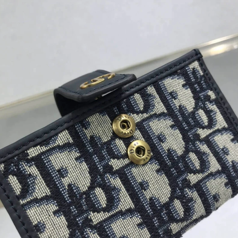 High quality replica bags The 30 Mon Dior 30 Montaigne 5-Gusset Card Holder Blue Oblique Jacquard