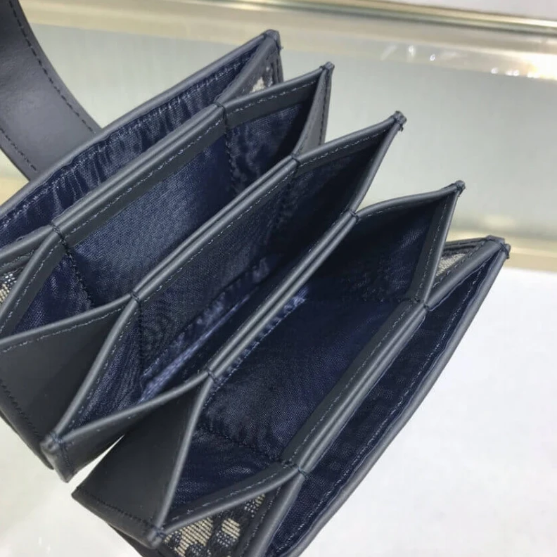 High quality replica bags The 30 Mon Dior 30 Montaigne 5-Gusset Card Holder Blue Oblique Jacquard