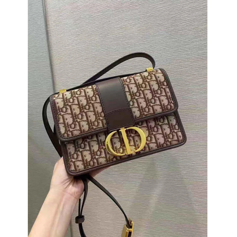 High quality replica bags Adjustabl Dior 30 Montaigne Chain Bag Burgundy Oblique Jacquard