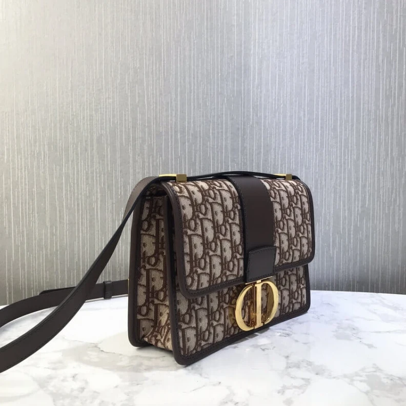 High quality replica bags Adjustabl Dior 30 Montaigne Chain Bag Burgundy Oblique Jacquard