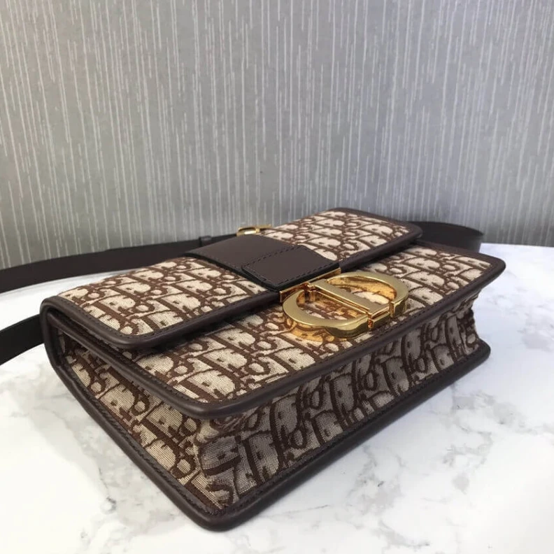 High quality replica bags Adjustabl Dior 30 Montaigne Chain Bag Burgundy Oblique Jacquard