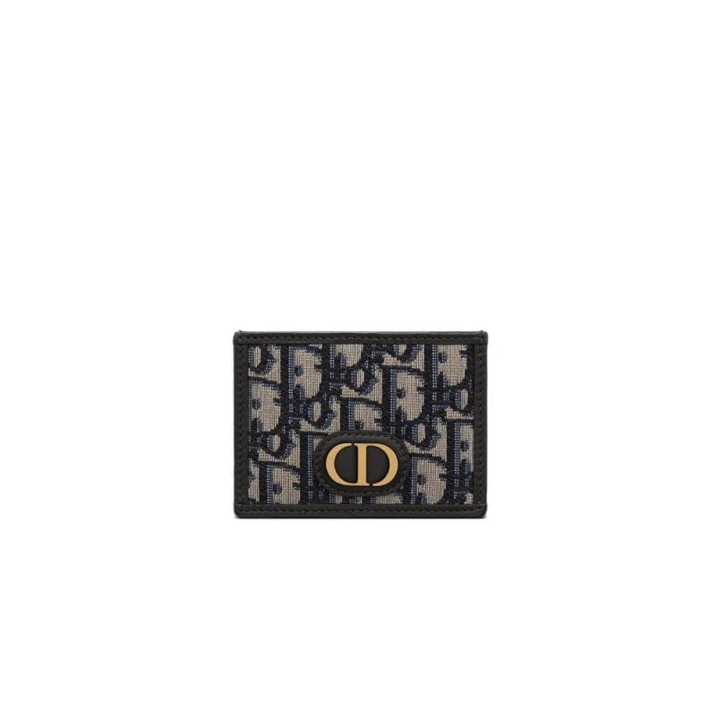 1 patch p Dior 30 Montaigne Flat Card Holder Blue Oblique Jacquard