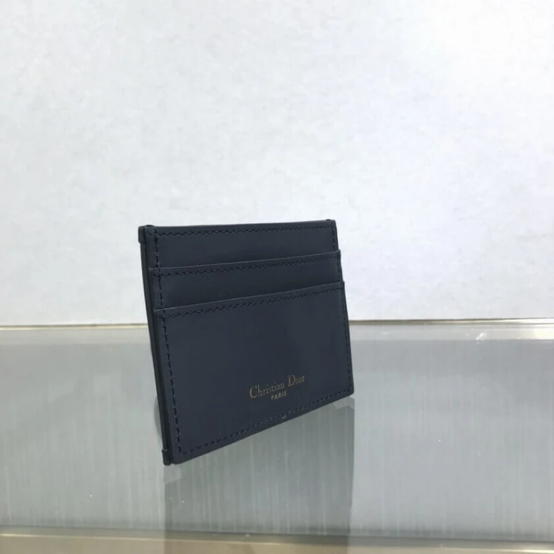 Top lv 1 patch p Dior 30 Montaigne Flat Card Holder Blue Oblique Jacquard