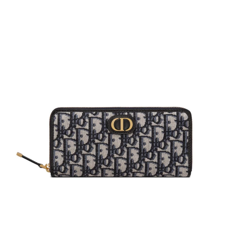 Blue Dior Dior 30 Montaigne Wallet Blue Oblique Jacquard