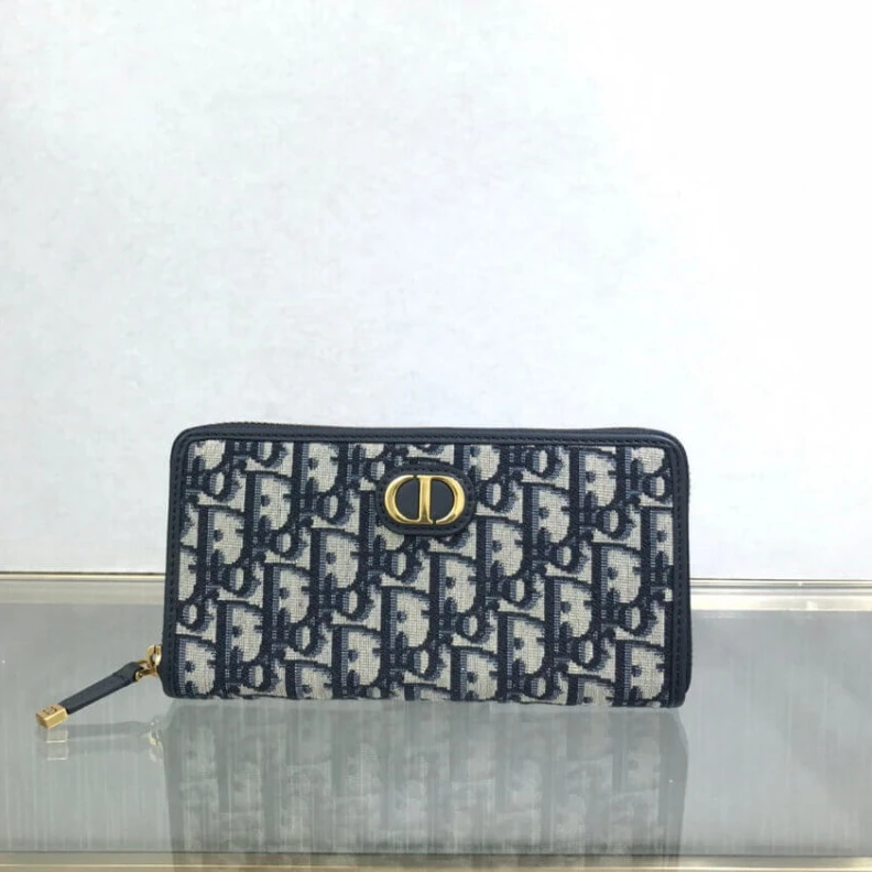 Lv belts replica Blue Dior Dior 30 Montaigne Wallet Blue Oblique Jacquard