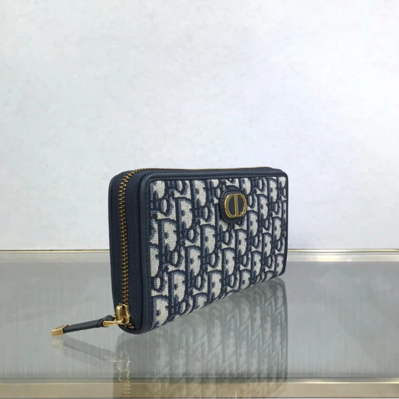 Lv belts replica Blue Dior Dior 30 Montaigne Wallet Blue Oblique Jacquard