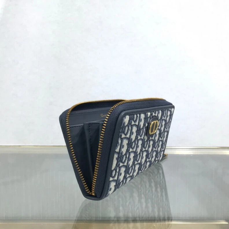 Lv belts replica Blue Dior Dior 30 Montaigne Wallet Blue Oblique Jacquard