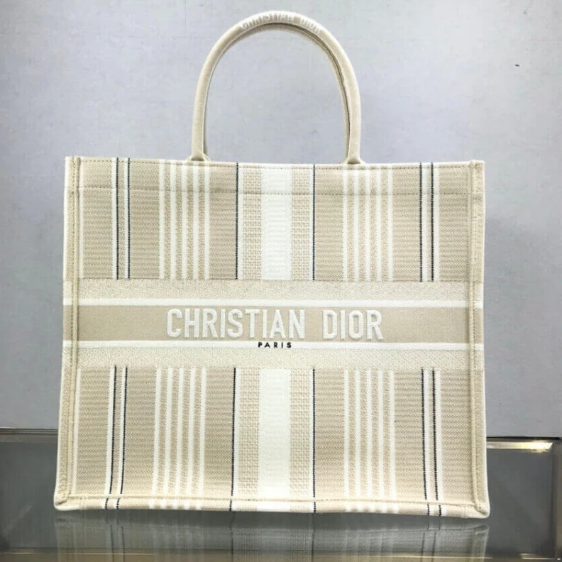 High quality replica bags 'Christia Dior Book Tote Beige Stripes Embroidery