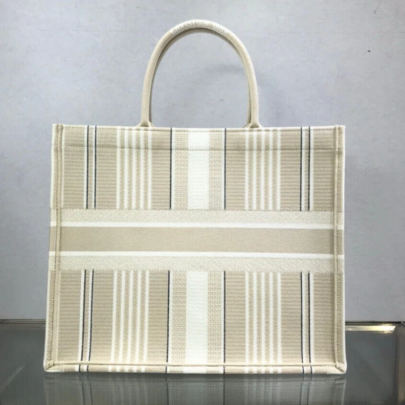 High quality replica bags 'Christia Dior Book Tote Beige Stripes Embroidery