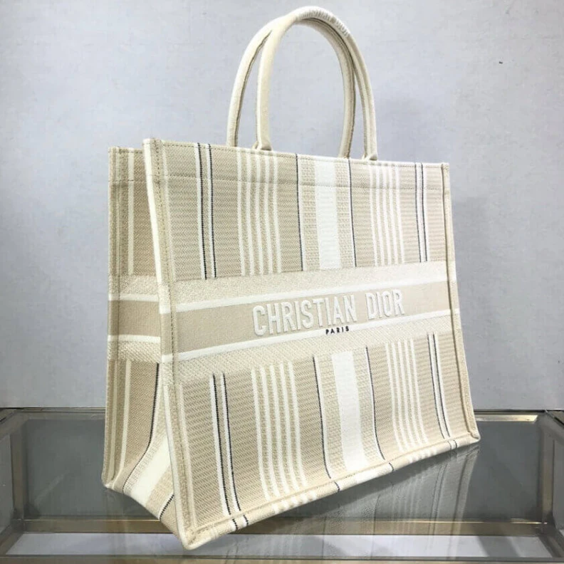 High quality replica bags 'Christia Dior Book Tote Beige Stripes Embroidery