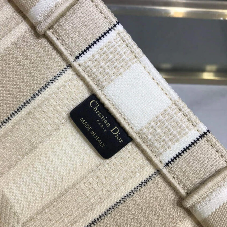 High quality replica bags 'Christia Dior Book Tote Beige Stripes Embroidery