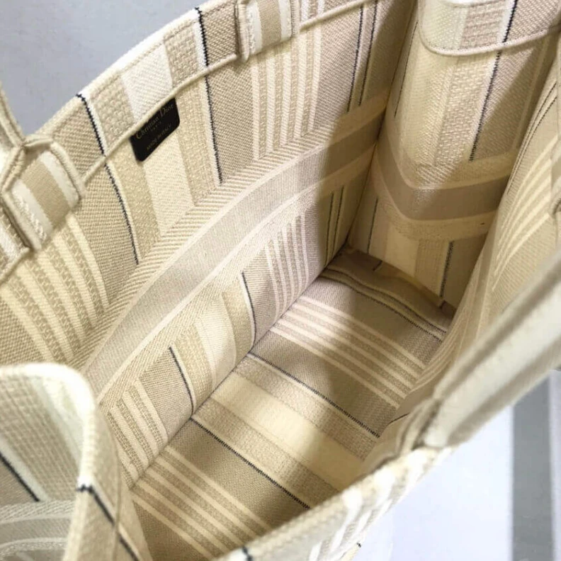 High quality replica bags 'Christia Dior Book Tote Beige Stripes Embroidery