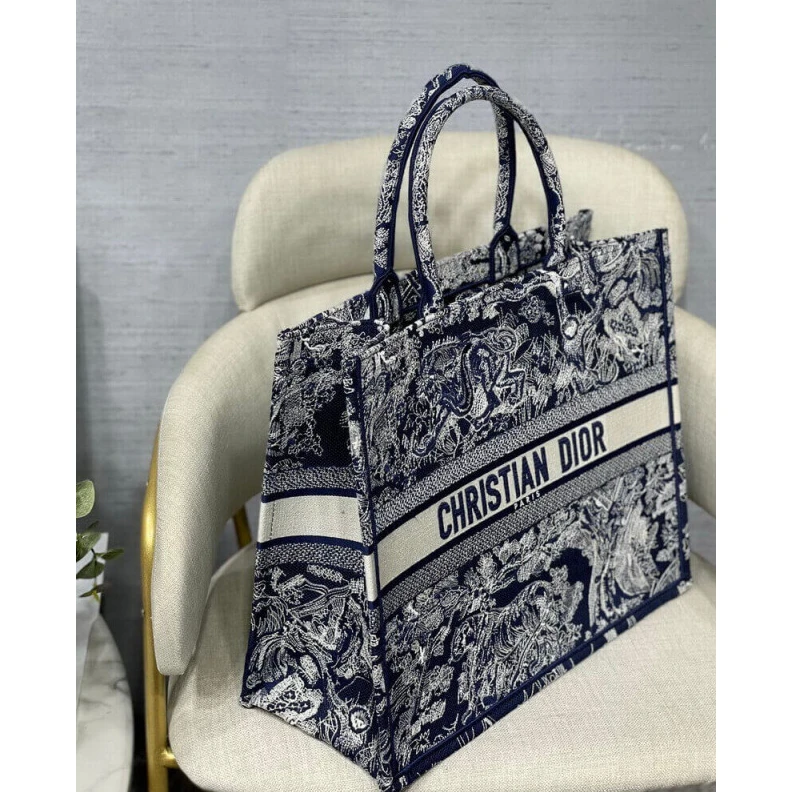 Replica bags 41.5 x 35 Dior Book Tote Blue Toile de Jouy Reverse Embroidery