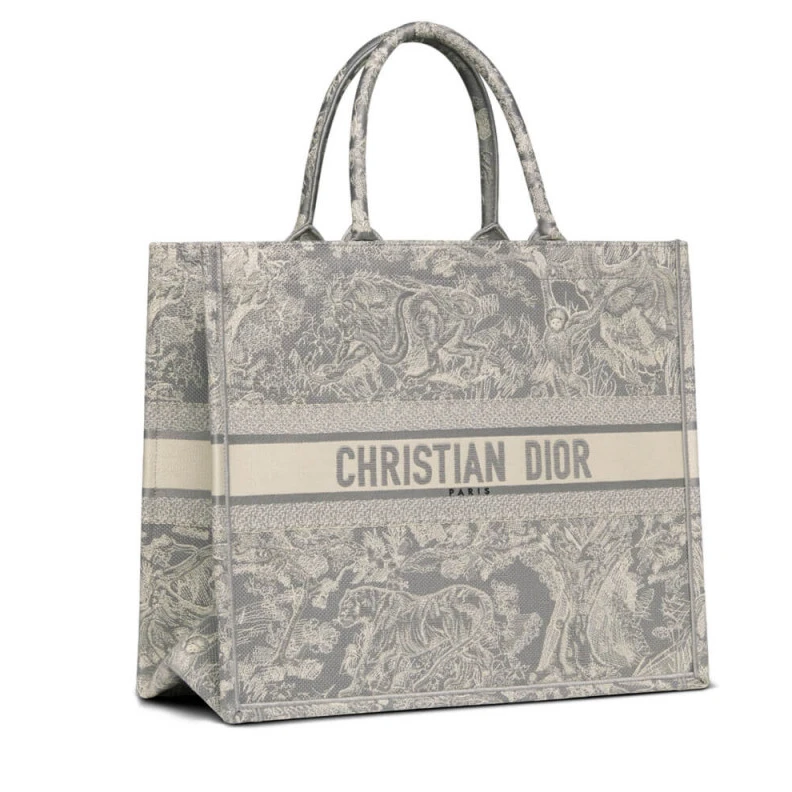 41.5 x 35 Dior Book Tote Gray Toile de Jouy Reverse Embroidery