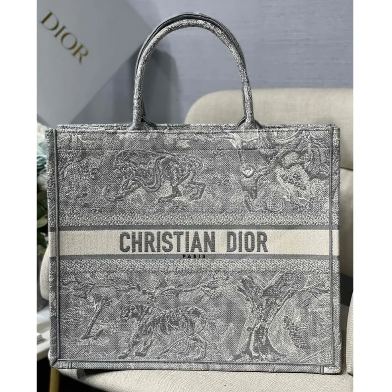 Replica bags lv 41.5 x 35 Dior Book Tote Gray Toile de Jouy Reverse Embroidery