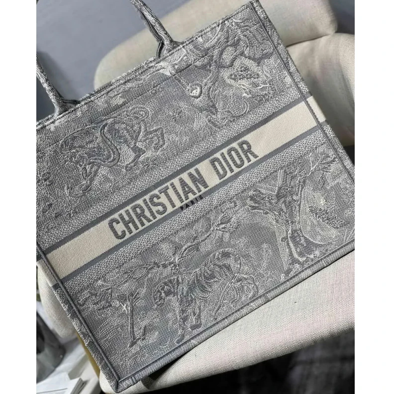 Replica bags lv 41.5 x 35 Dior Book Tote Gray Toile de Jouy Reverse Embroidery