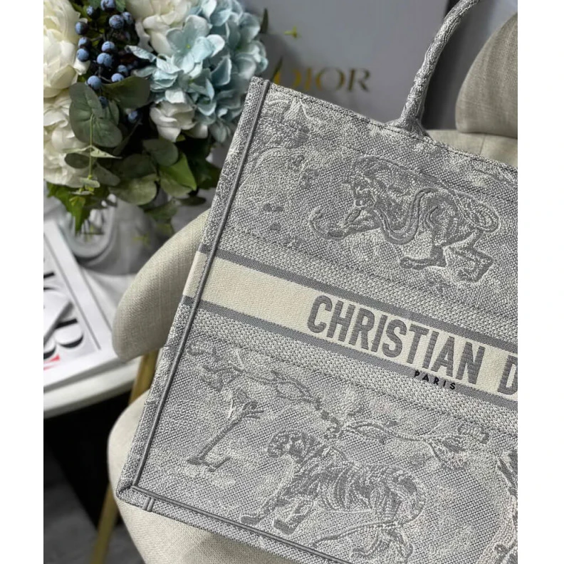 Replica bags lv 41.5 x 35 Dior Book Tote Gray Toile de Jouy Reverse Embroidery