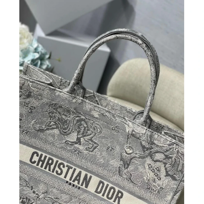 Replica bags lv 41.5 x 35 Dior Book Tote Gray Toile de Jouy Reverse Embroidery