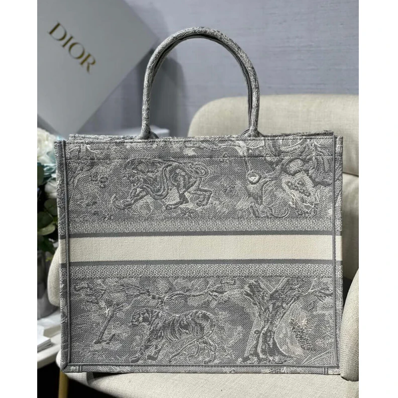 Replica bags lv 41.5 x 35 Dior Book Tote Gray Toile de Jouy Reverse Embroidery