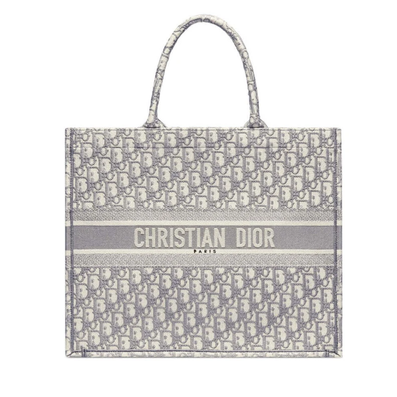 The Dior B Dior Book Tote Grey Oblique Embroidery