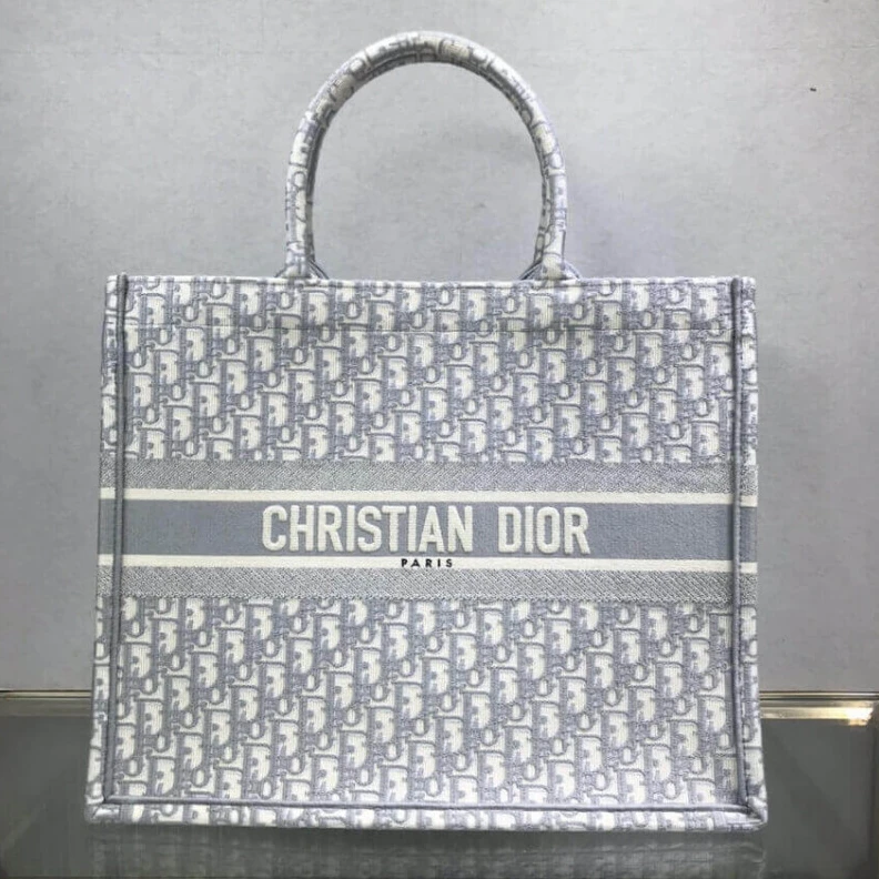Replica bags The Dior B Dior Book Tote Grey Oblique Embroidery