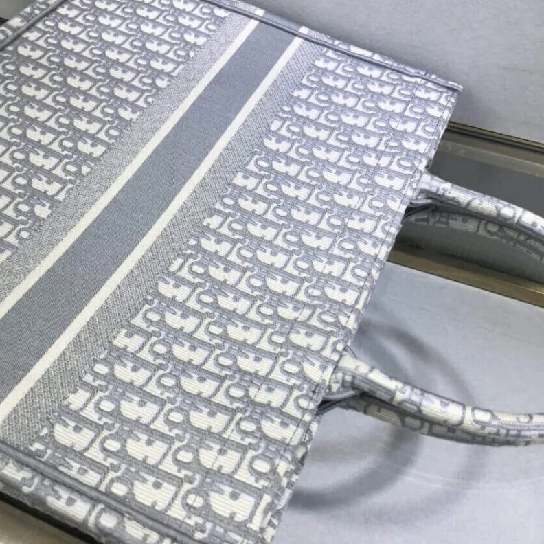 Replica bags The Dior B Dior Book Tote Grey Oblique Embroidery