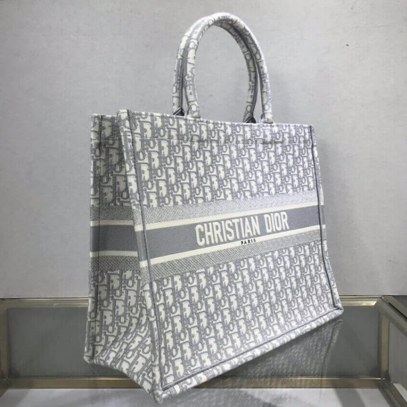 Replica bags The Dior B Dior Book Tote Grey Oblique Embroidery