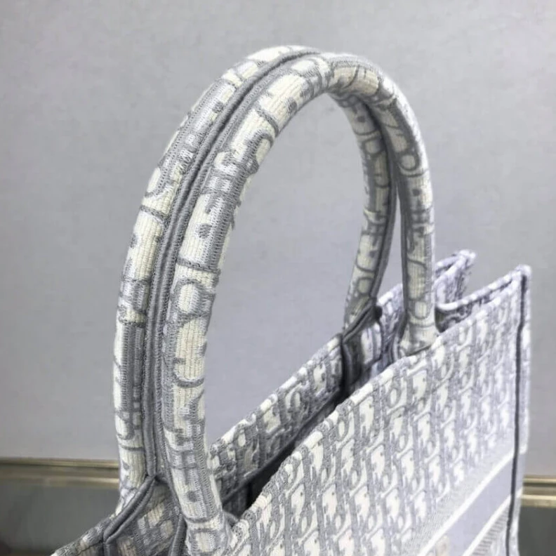 Replica bags The Dior B Dior Book Tote Grey Oblique Embroidery