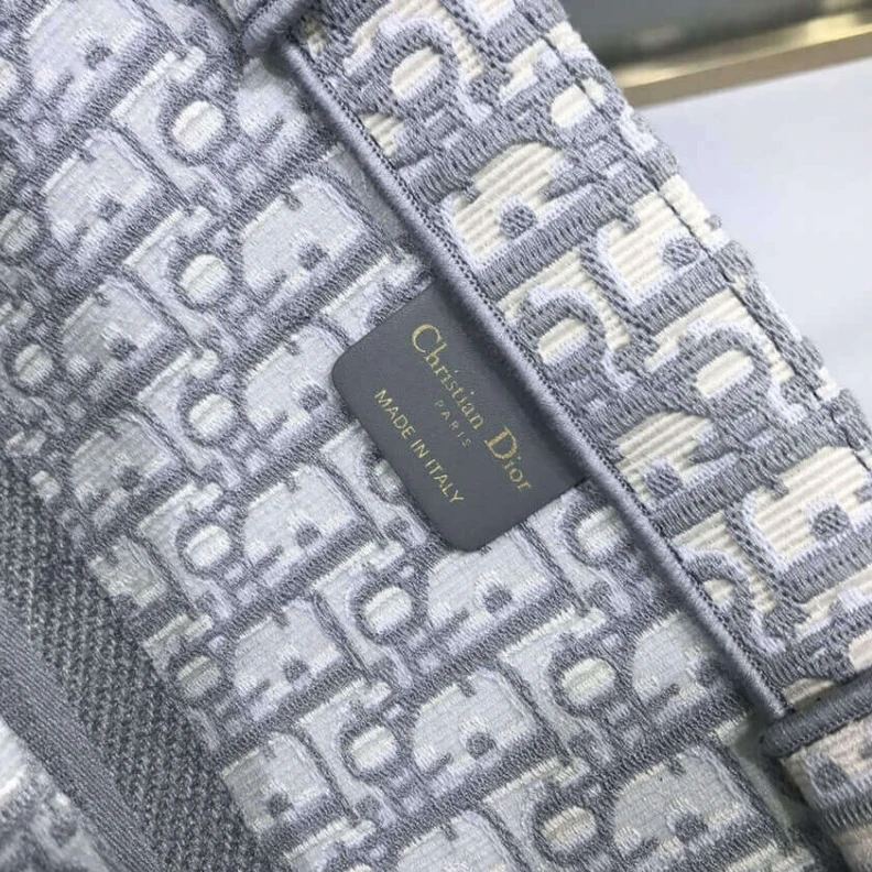 Replica bags The Dior B Dior Book Tote Grey Oblique Embroidery