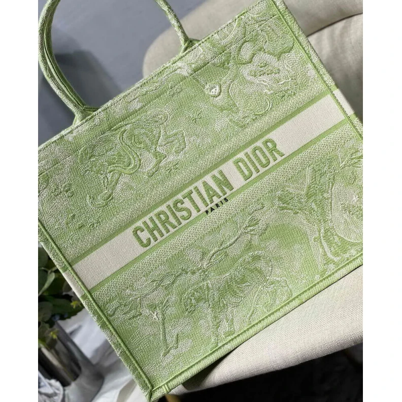 Replica bags 41.5 x 35 Dior Book Tote Lime Toile de Jouy Reverse Embroidery