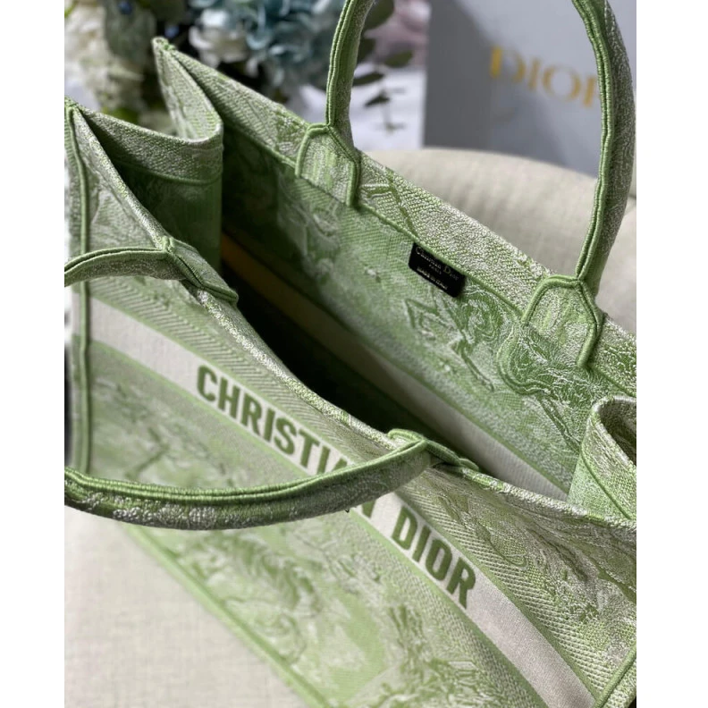 Replica bags 41.5 x 35 Dior Book Tote Lime Toile de Jouy Reverse Embroidery