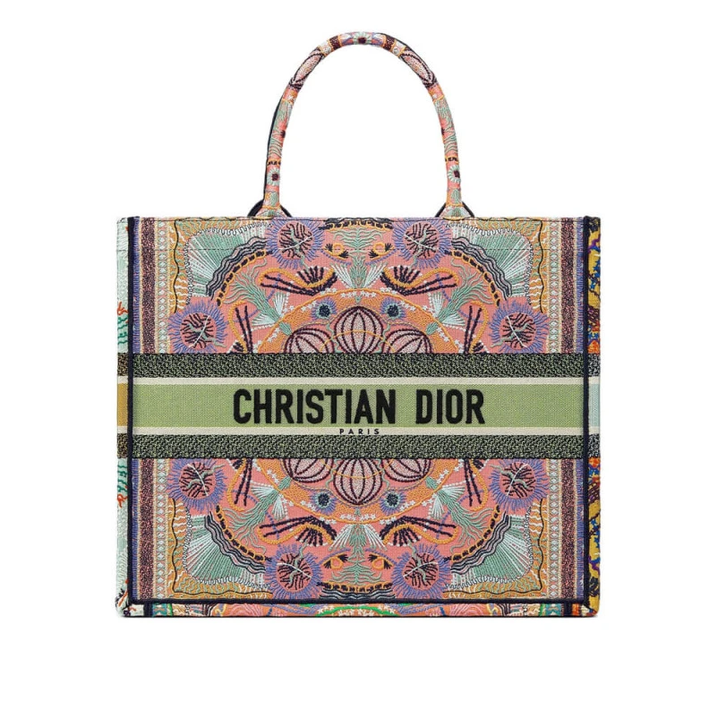 'Christia Dior Book Tote Multicolor In Lights Embroidery