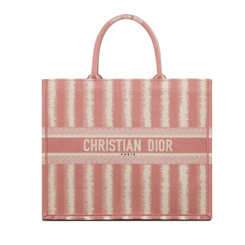 The Dior B Dior Book Tote Pink D-Stripes Embroidery