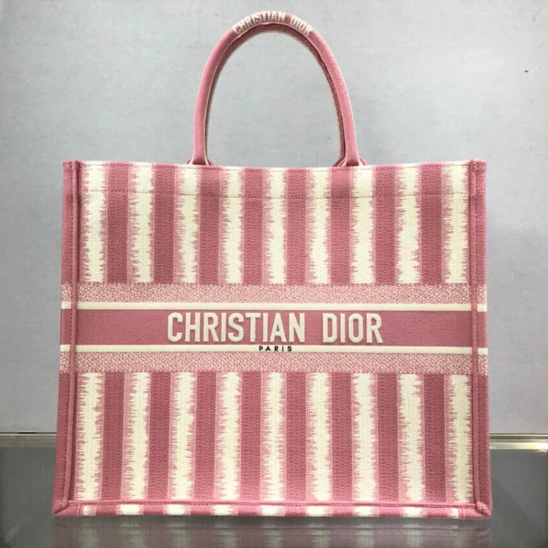 Louis vuitton locations The Dior B Dior Book Tote Pink D-Stripes Embroidery