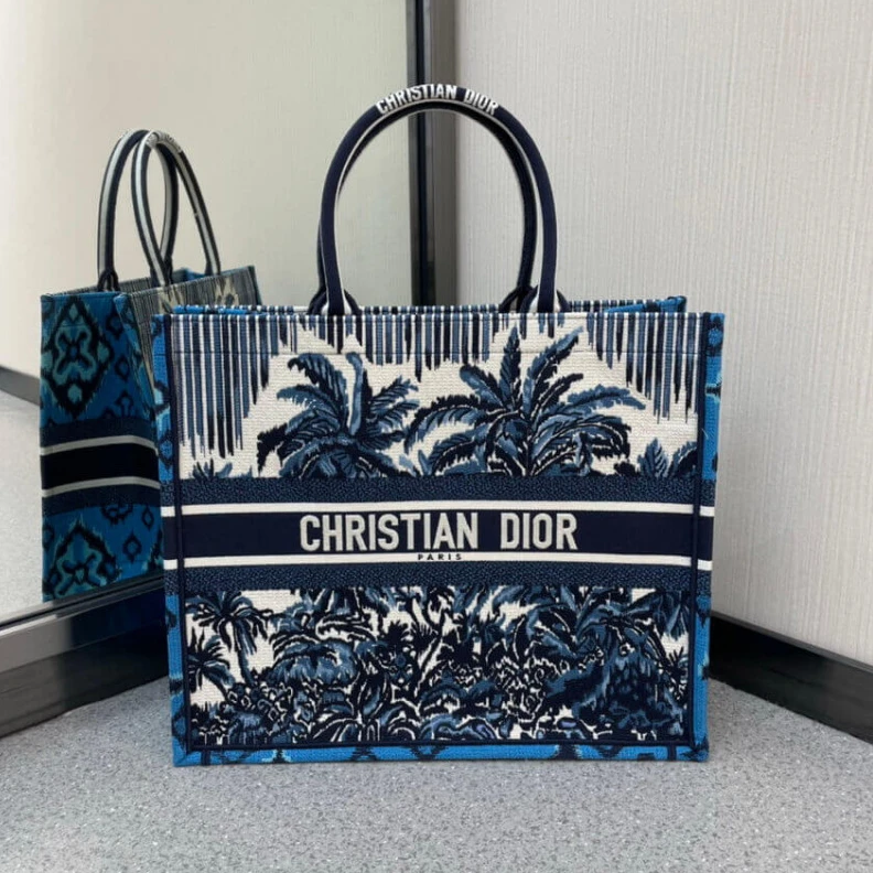 Replica bags 'Christia Dior Book Tote in Blue Palms Embroidery
