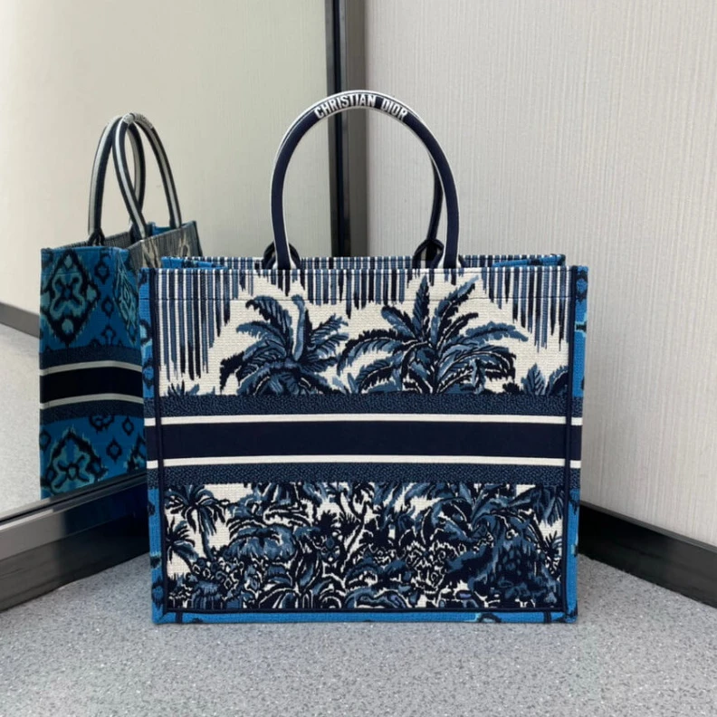 Replica bags 'Christia Dior Book Tote in Blue Palms Embroidery