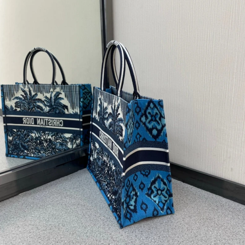 Replica bags 'Christia Dior Book Tote in Blue Palms Embroidery