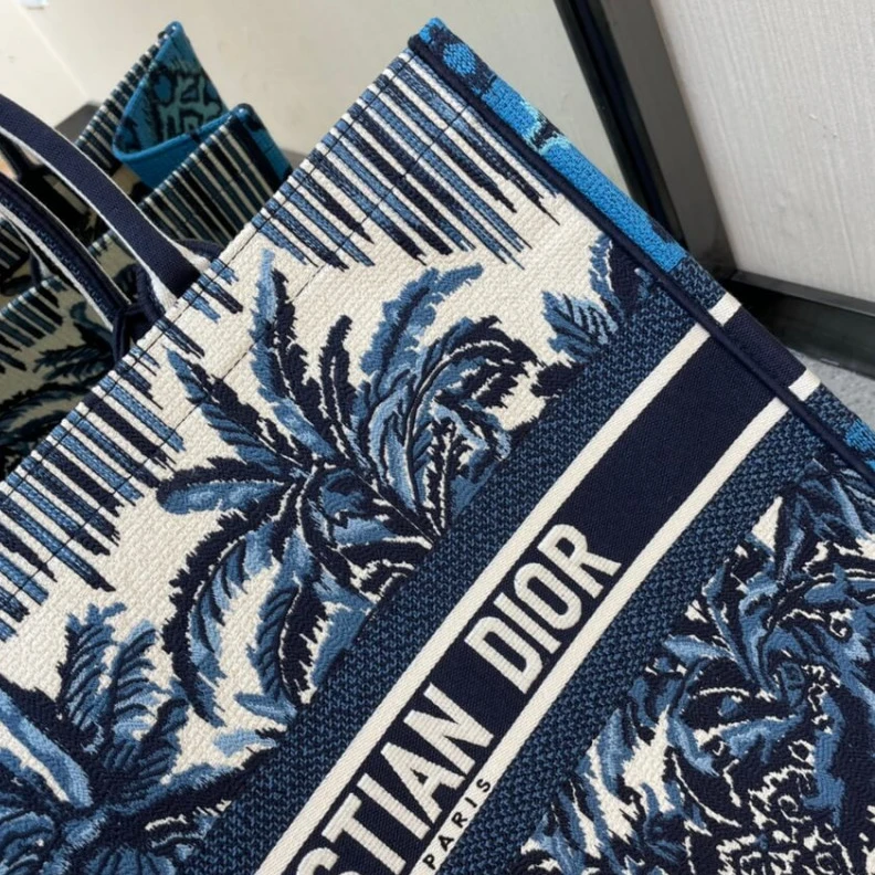 Replica bags 'Christia Dior Book Tote in Blue Palms Embroidery