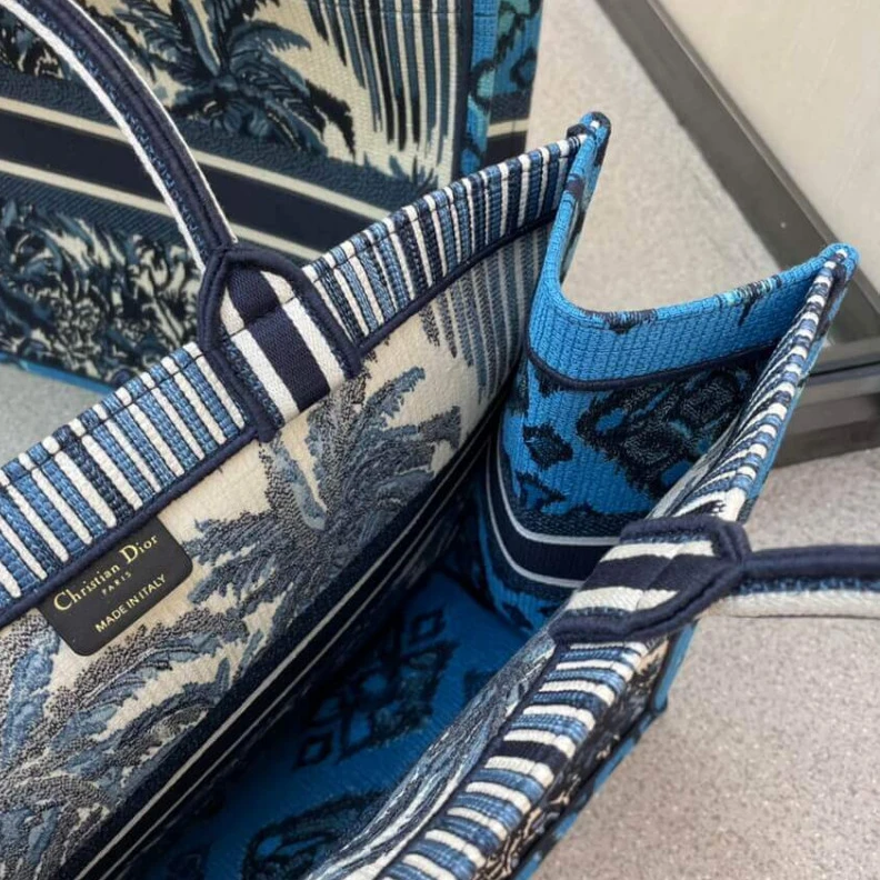 Replica bags 'Christia Dior Book Tote in Blue Palms Embroidery