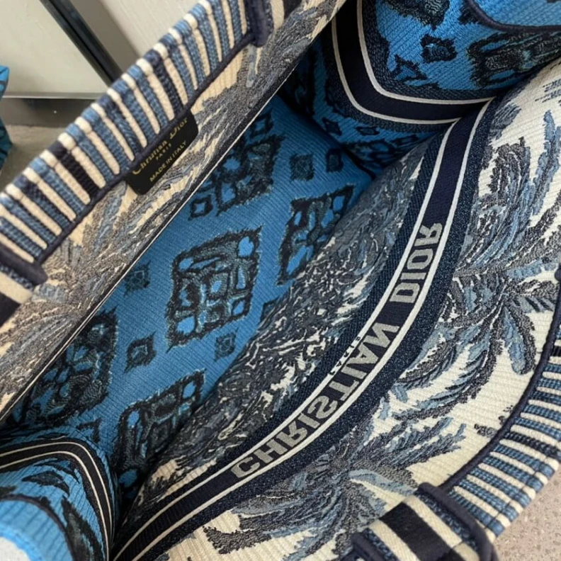 Replica bags 'Christia Dior Book Tote in Blue Palms Embroidery