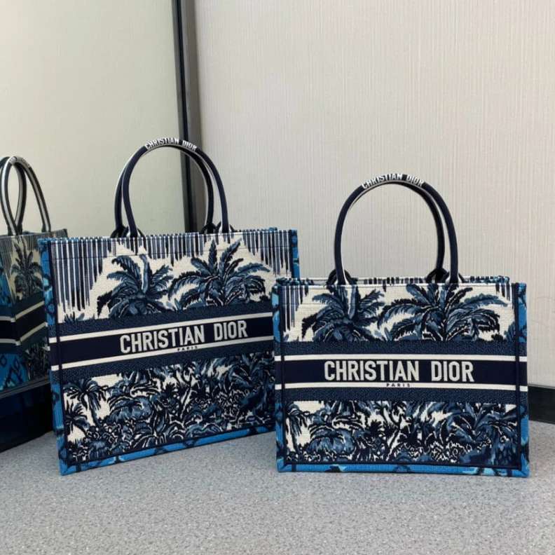 Replica bags 'Christia Dior Book Tote in Blue Palms Embroidery