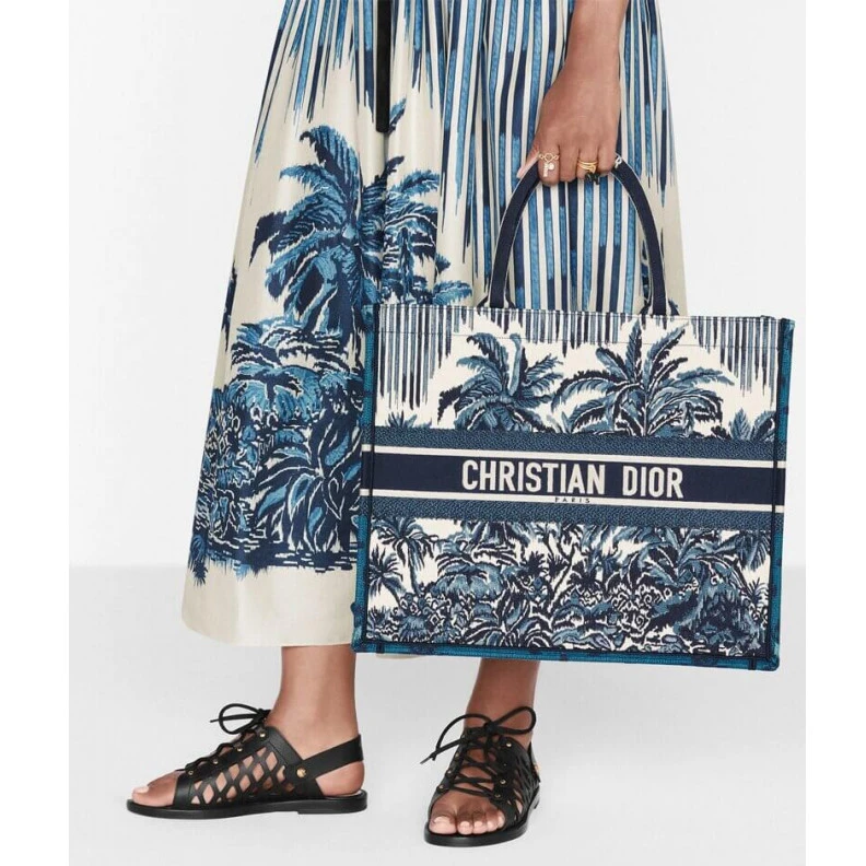 Replica bags 'Christia Dior Book Tote in Blue Palms Embroidery
