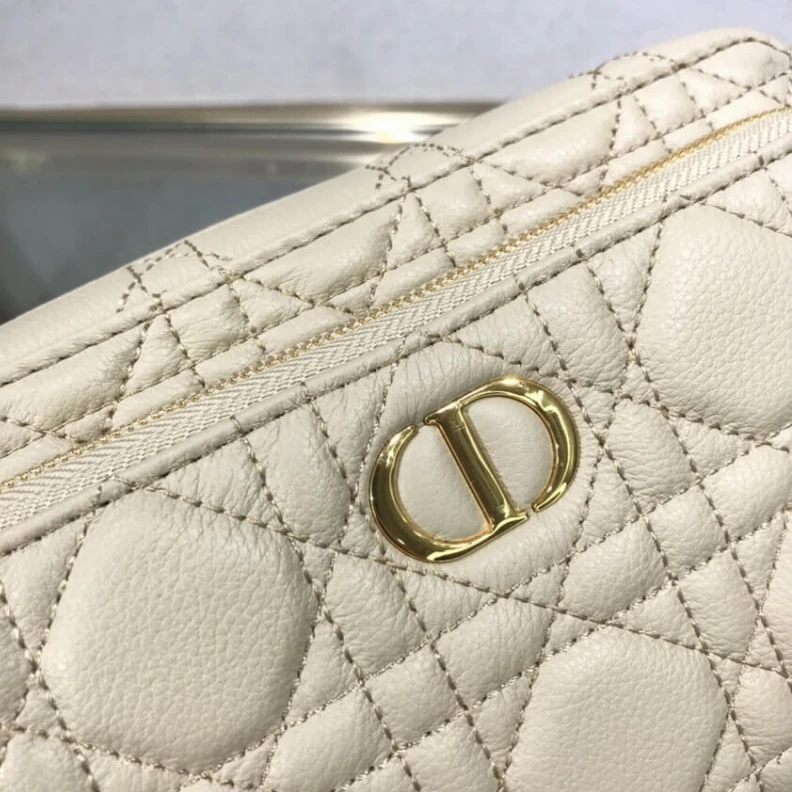 Replica bags lv 2 large c Dior Caro Double Pouch Beige Supple Cannage Calfskin