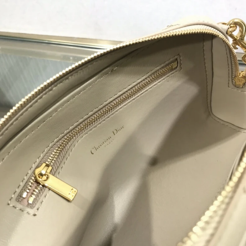 Replica bags lv 2 large c Dior Caro Double Pouch Beige Supple Cannage Calfskin