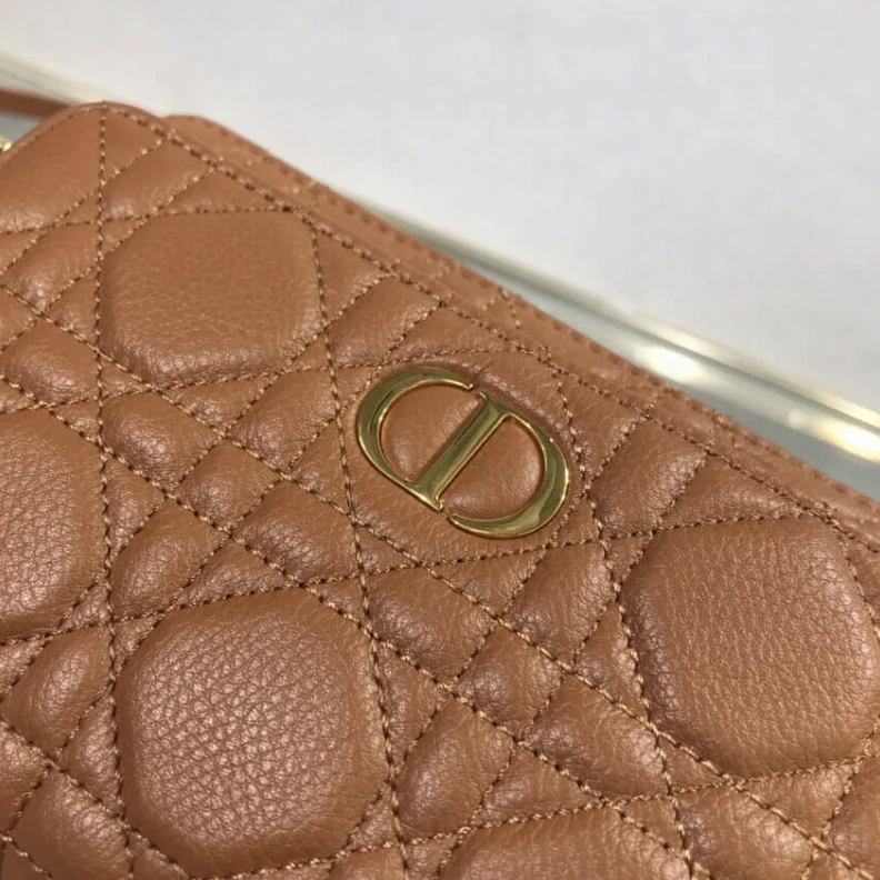 Replica valentino bags Can be ca Dior Caro Double Pouch Brown Supple Cannage Calfskin