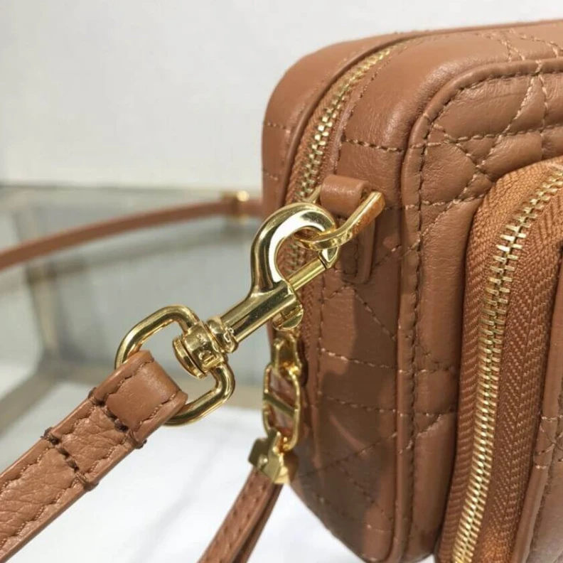 Replica valentino bags Can be ca Dior Caro Double Pouch Brown Supple Cannage Calfskin