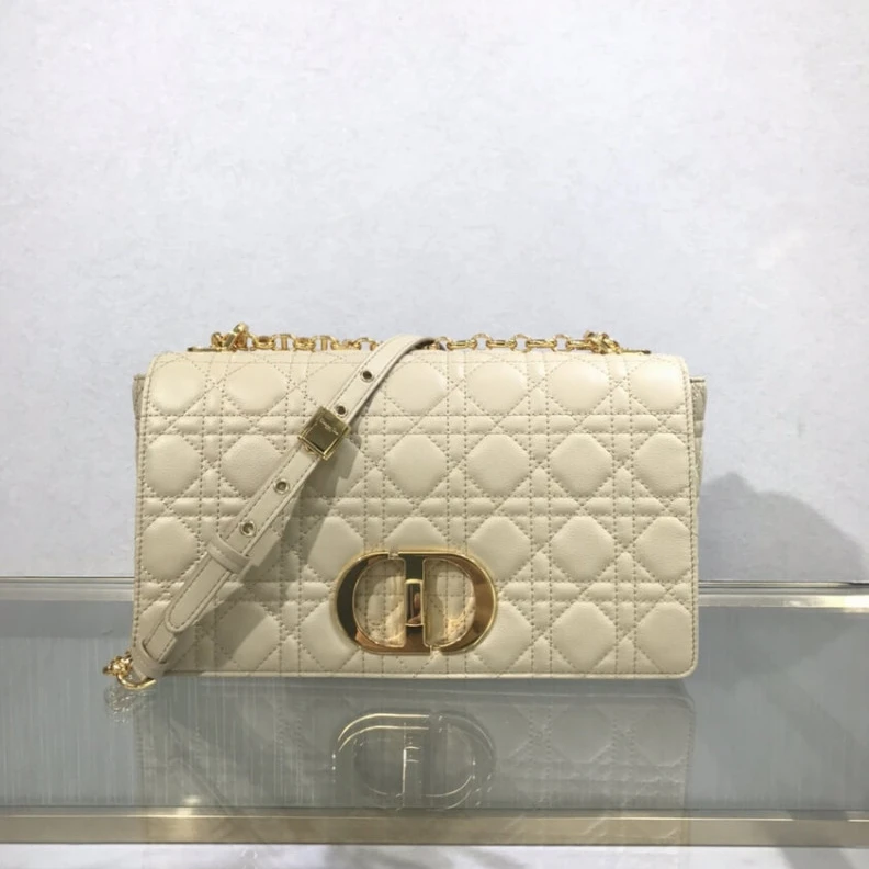 The new Di Dior Large Caro Bag Beige Supple Cannage Calfskin