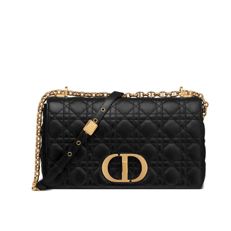 28 x 17 x Dior Large Caro Bag Black Supple Cannage Calfskin